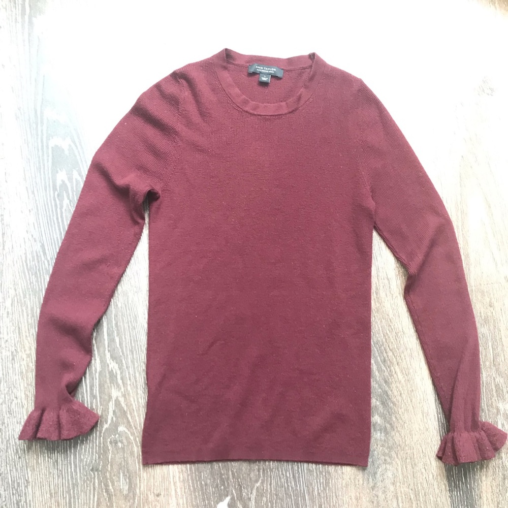 ANN TAYLOR Long Sleeve Ruffled Shirt